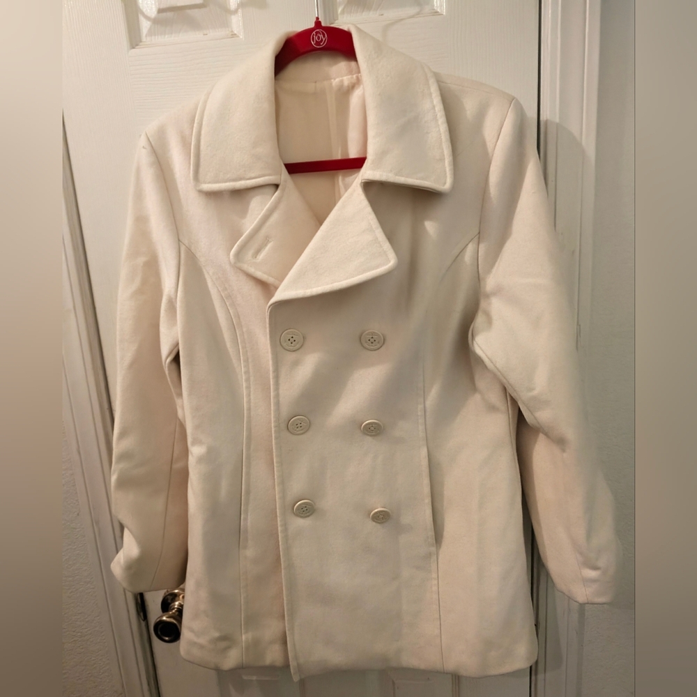 Naturalizer Woman's White Wool Pea Coat